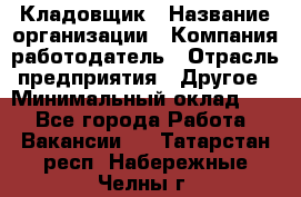 Кладовщик › Название организации ­ Компания-работодатель › Отрасль предприятия ­ Другое › Минимальный оклад ­ 1 - Все города Работа » Вакансии   . Татарстан респ.,Набережные Челны г.